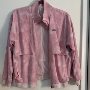 Figs Women's Pink Tie-dye Bomber scrub Jacket limited edition